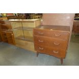 A G-Plan Brandon oak chest of drawers and a walnut bookcase