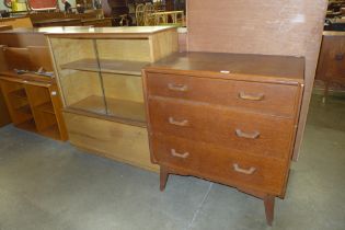 A G-Plan Brandon oak chest of drawers and a walnut bookcase