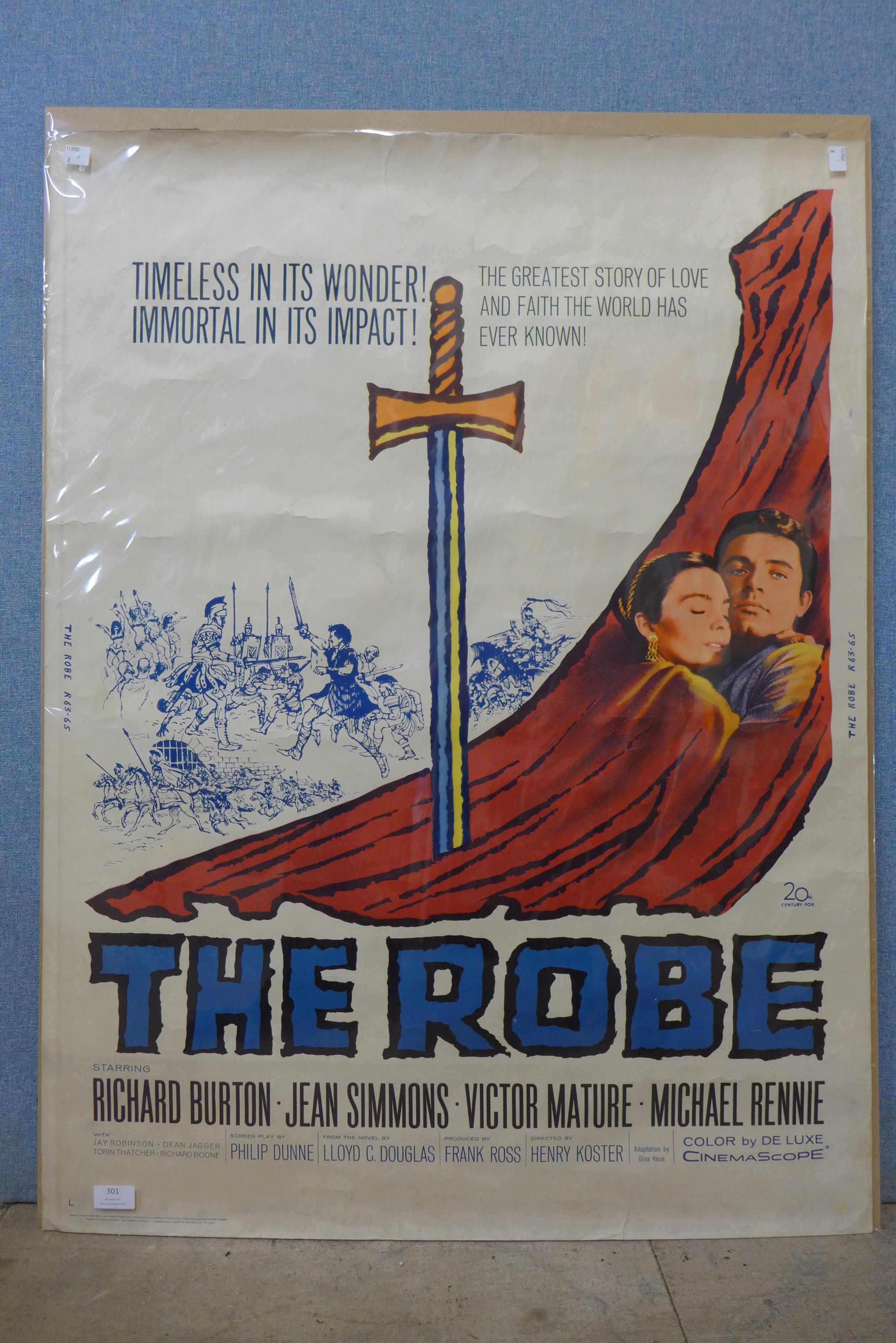 A vintage 1963 The Robe, film poster, unframed
