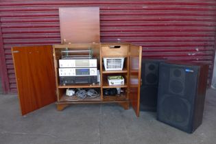 A set of three vintage Pioneer stereo separates, a pair of matching speakers and a yew wood hi-fi