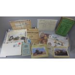 A box of Militaria ephemera including official documents, postcards, etc.