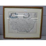 A map of Suffolk, framed