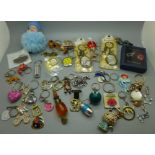 A collection of novelty keyrings