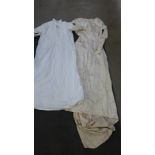 An Edwardian wedding dress, other Victorian and later clothing including pantaloons, underskirt,