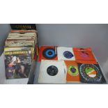 A box of 7" vinyl singles, 1960's, 1970's and 1980's