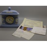 A Josiah Wedgwood Jasperware bicentenary clock, with certificate