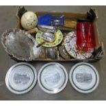 A box of miscellaneous china, silver plate, etc. **PLEASE NOTE THIS LOT IS NOT ELIGIBLE FOR