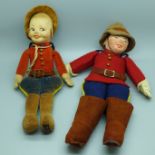 Two Norah Wellings felt dolls of Canadian Mounties, 26cm and 27cm