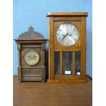 A German HAC bracket clock and an oak wall clock