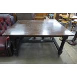 A Victorian painted beech kitchen table with an elm top