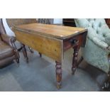 A Victorian pine single drawer Pembroke table