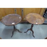 Two mahogany tripod wine tables