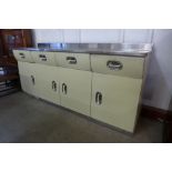A 1950's English Rose painted stainless steel kitchen unit
