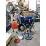 Assorted vintage anglepoise lamps