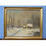 H. Brent winter scene, oil on canvas, framed