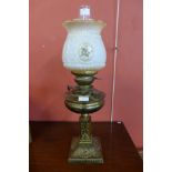 A Victorian brass oil lamp