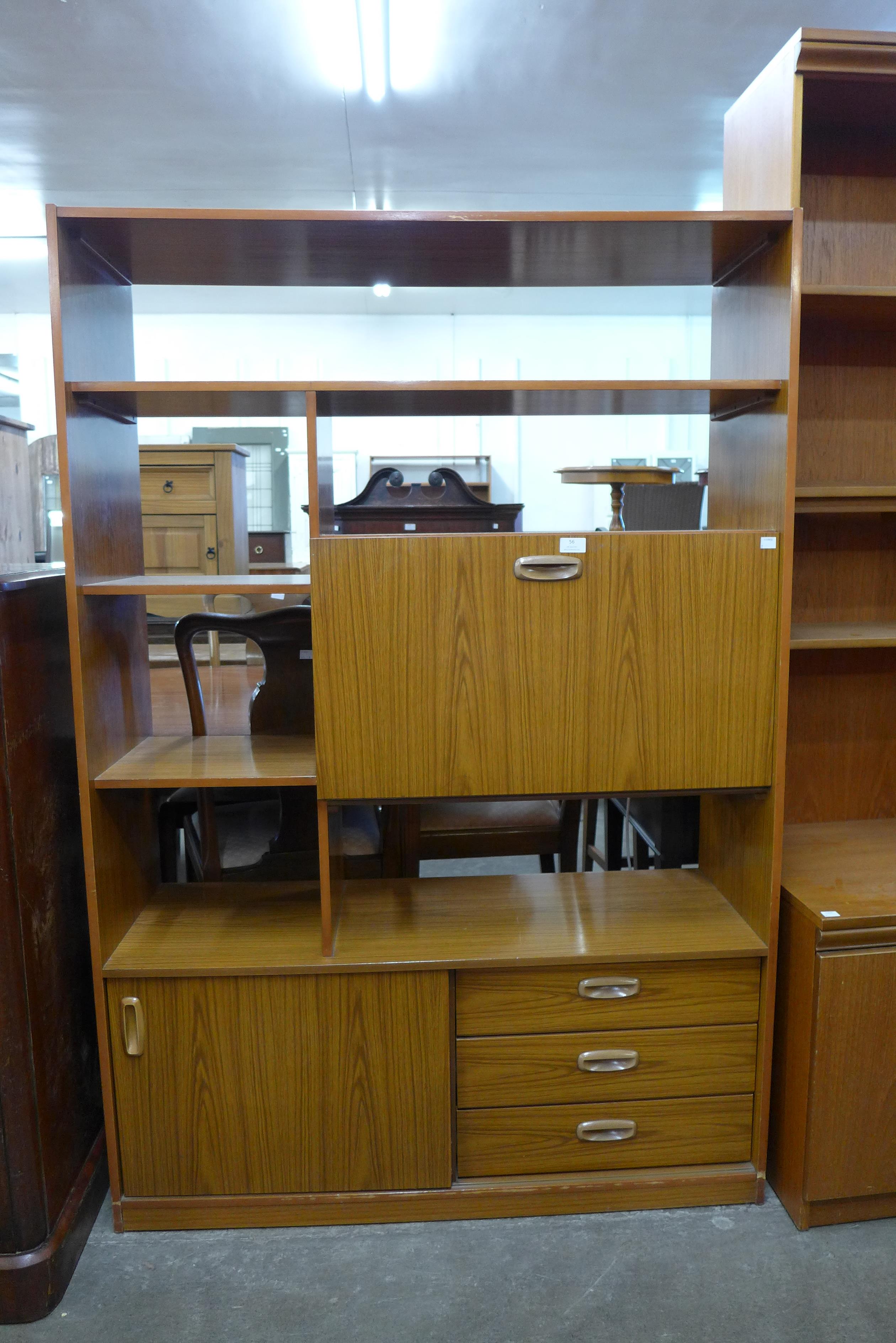 A simulated teak room divider