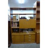 A simulated teak room divider