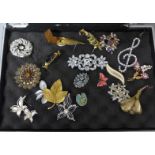 A collection of brooches