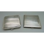 Two silver cigarette cases, 221g