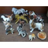 A collection of animal figures including a Beswick calf, some a/f