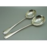 A pair of silver spoons, London 1922, Goldsmiths & Silversmiths, 152g