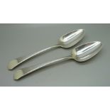 A pair of George III silver spoons, London 1804, 147g