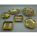 Six Royal Crown Derby 1128 pattern trinket dishes