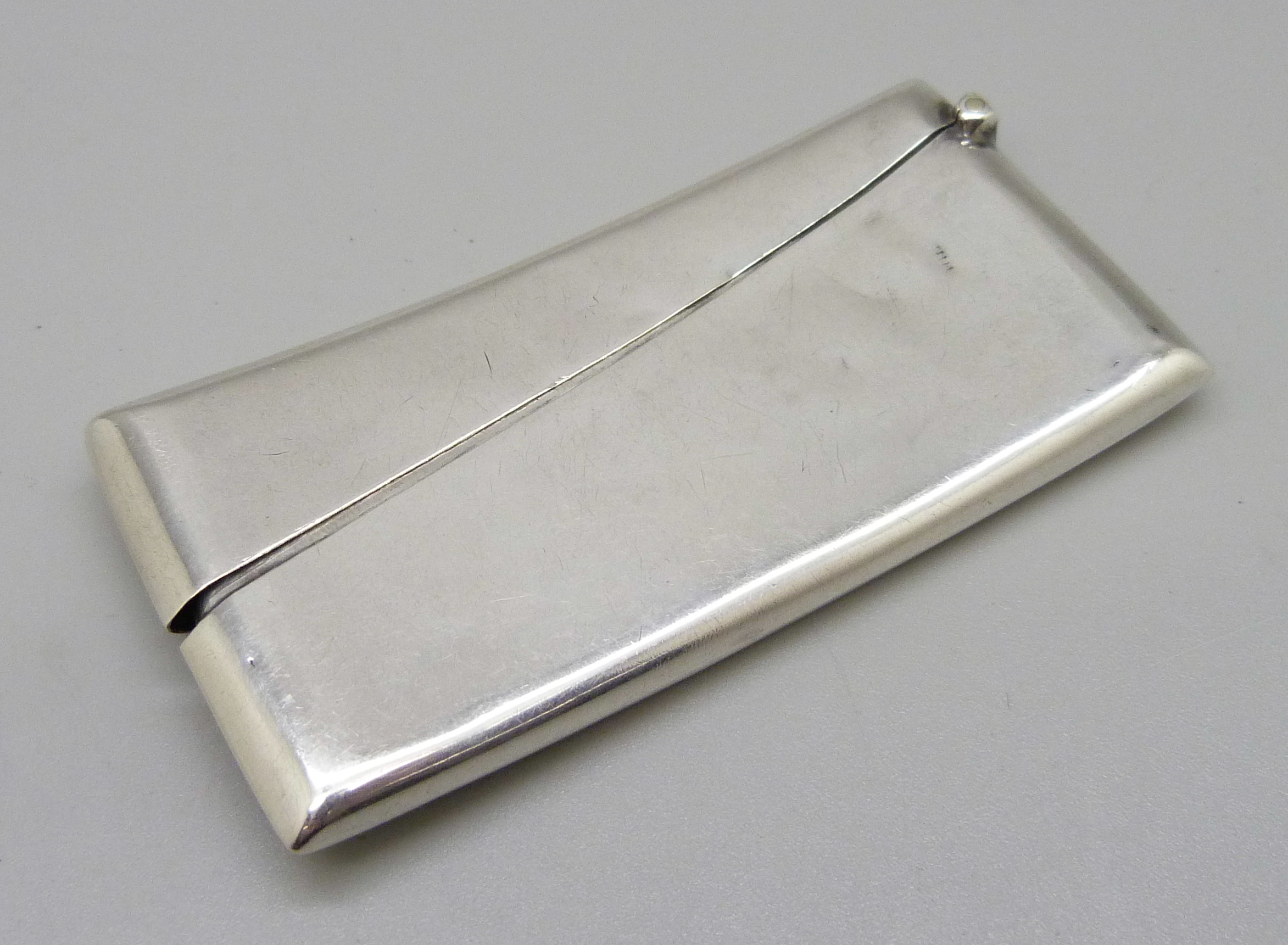 A silver card case, Birmingham 1910, with initials - Image 2 of 3