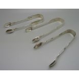 Three pairs of silver sugar bows, 161g