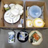 Two boxes of mixed china including two Wedgwood Art Deco tureens and covers**PLEASE NOTE THIS LOT IS