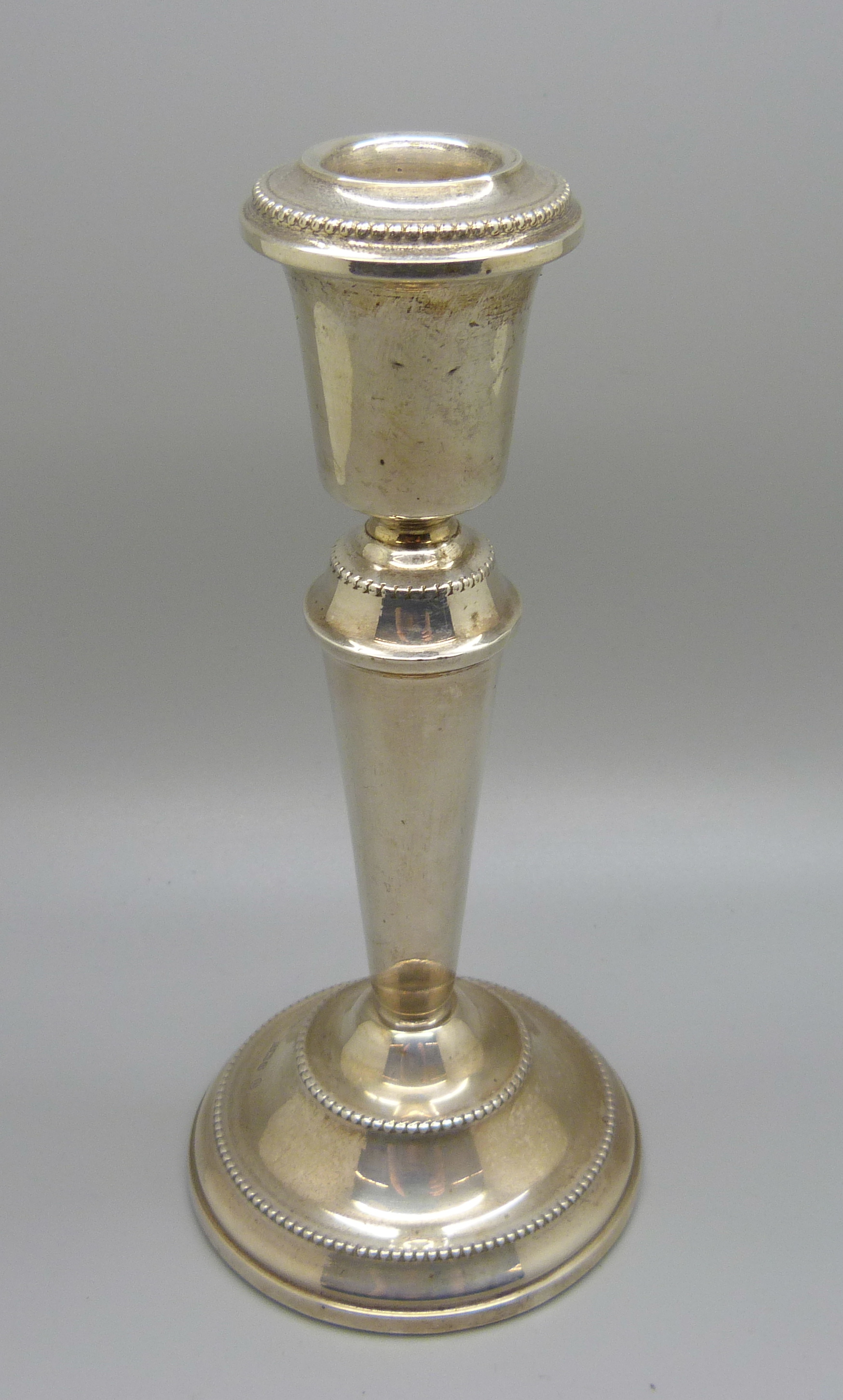 A silver candlestick, Birmingham 1977, 17.5cm, (stem slightly out of shape) - Image 2 of 3