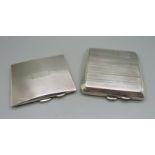 Two silver cigarette cases, 214g, one 72mm x 84mm