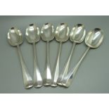 A set of six silver spoons, 309g