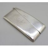 A silver card case, Birmingham 1910, with initials