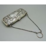 An Edwardian art Nouveau silver purse, Birmingham 1907, 75g, 113mm