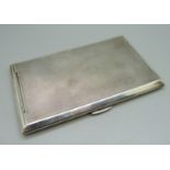 A large silver Art Deco cigarette case, Birmingham 1942, inner case bears inscription, 218g