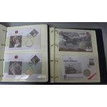 An album with 100 Years of Naval Aviation coin cover collection, with certificate, eight covers with