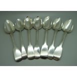 Seven 19th Century silver spoons, 480g