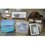 Assorted prints, paintings and laceworks including Nottingham related prints