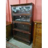 A late 19th Century Globe Wernicke mahogany four tier sectional stacking bookcase