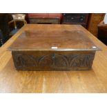 A Charles II carved oak Bible box