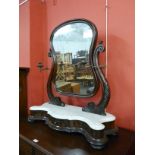 A William IV mahogany and marble topped toilet serpentine mirror