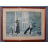 A David Hockney print, framed