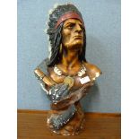 A cigar store Native American advertising chalkware bust, 305 cigars, 54cm h