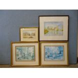 A Vale of Belvoir landscape, signed Gerald Bean, watercolour, Scotney Castle signed with initials