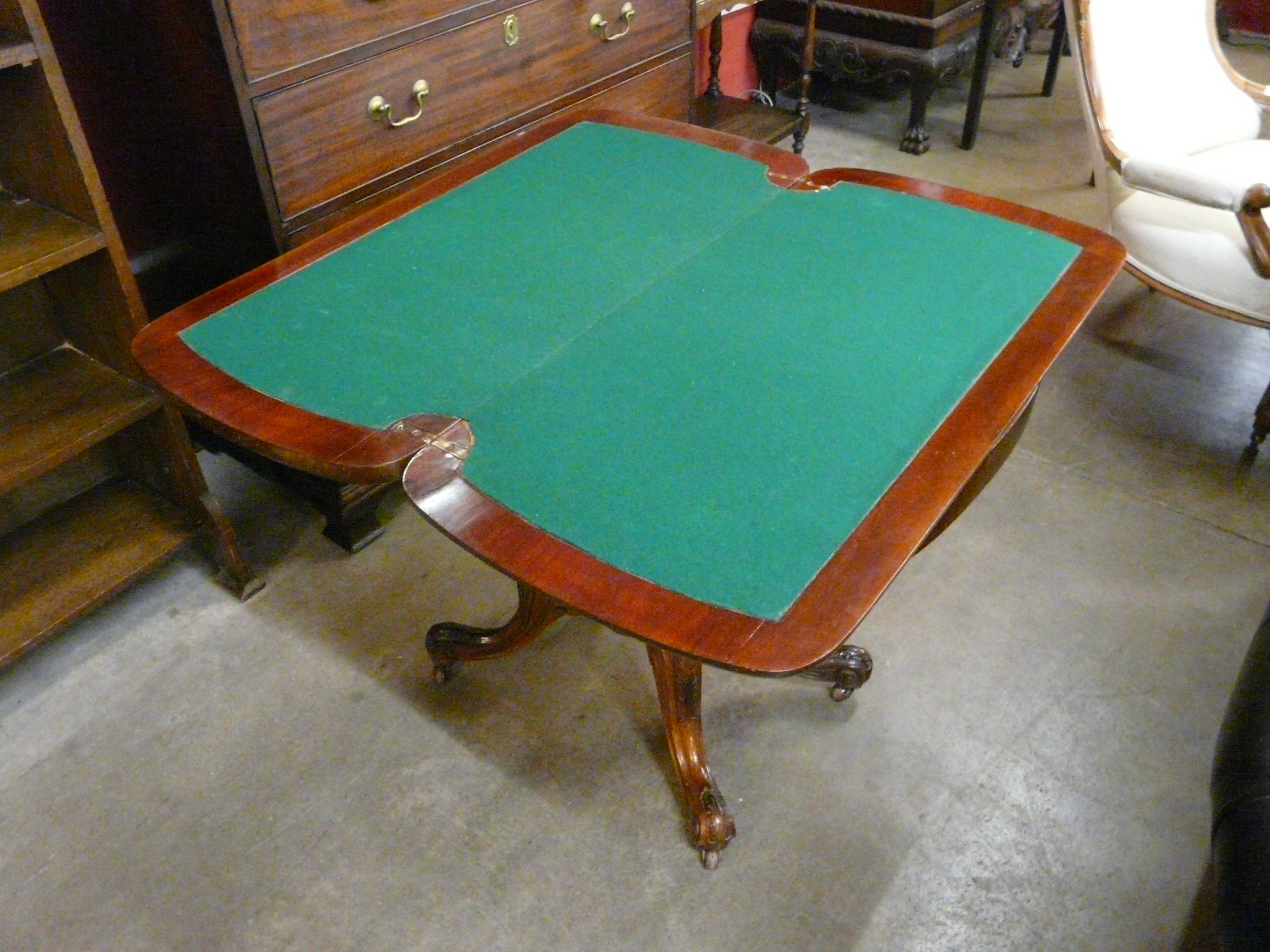 A Victorian mahogany fold over games table - Image 3 of 3