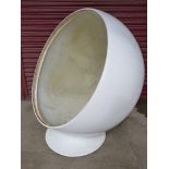 An Aero Aarnio style white high gloss ball chair