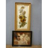 J.M Alexander, still life, oil on glass, framed and one other