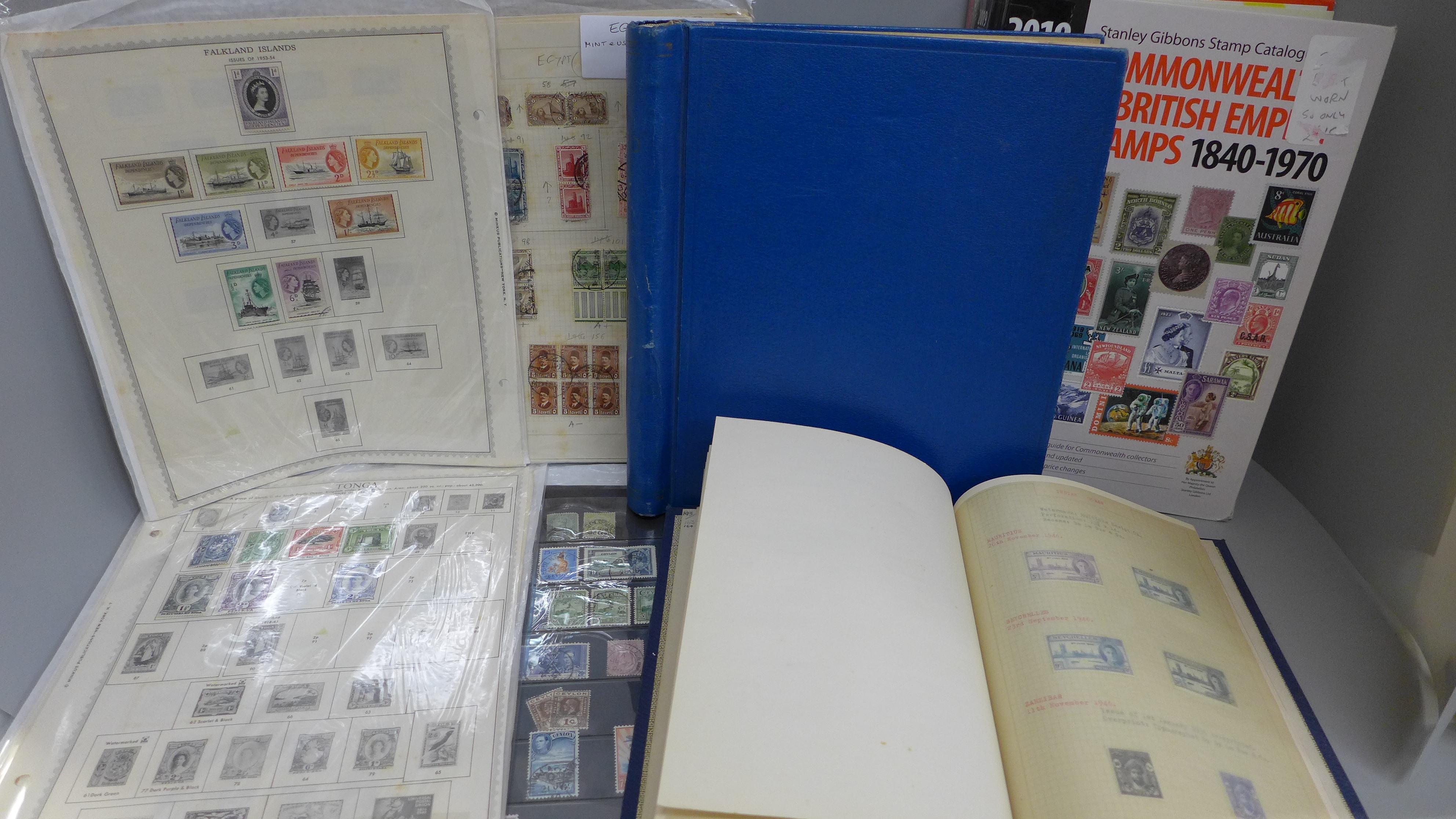 Stamps:- British Commonwealth in albums and on pages including a virtually complete run of mint 1946